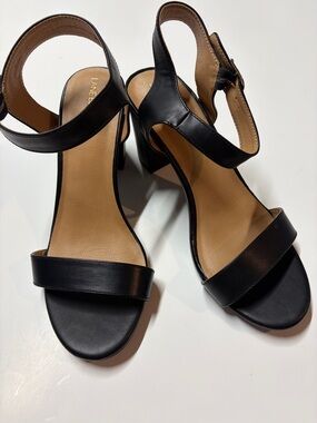 Lane Bryant Black Ankle Strap Block Heel Sandals Wide Width 11W